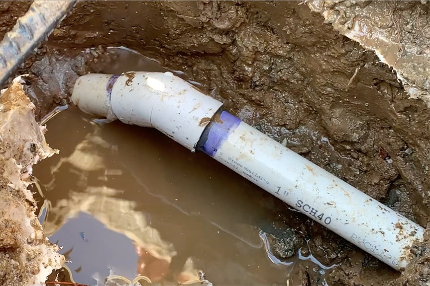 Leak Under a Concrete Patio Found with Pressure Rig and Deck Plate